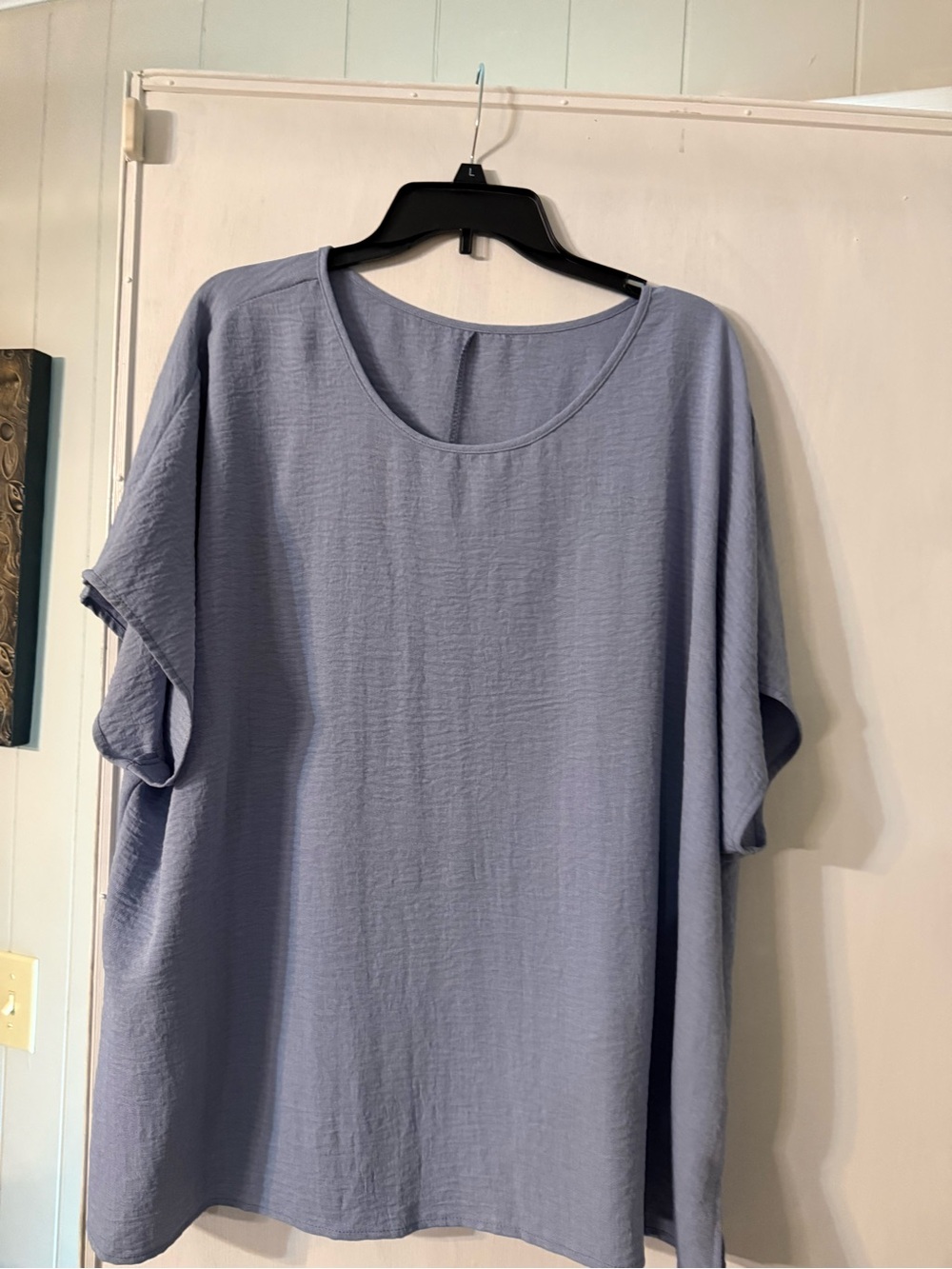 SHEIN Light Blue Relaxed Short-Sleeve Blouse
